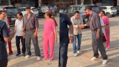 In the videos, Akshay posed with them, briefly interacted with them and shook hands before leaving.