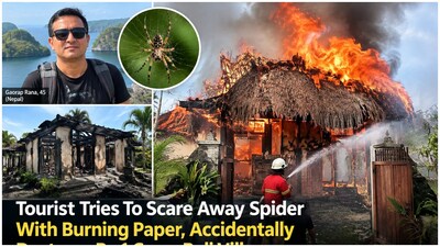 The villa's roof was made from alang-alang, a type of perennial grass that can be highly flammable.