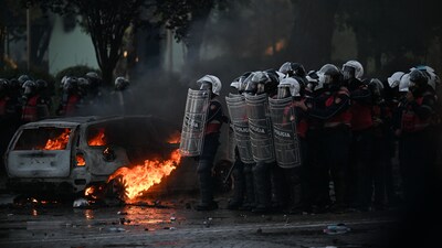 Protests in Albania have escalated into clashes, fires and arrests as students and demonstrators demand Prime Minister Edi Rama’s resignation amid corruption allegations. (Image: AFP)