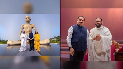 Gautam Adani and wife Priti Adani seek blessings from Gurudevshri Rakeshji in
Dharampur, Gujarat (Image Courtesy: Adani Group)