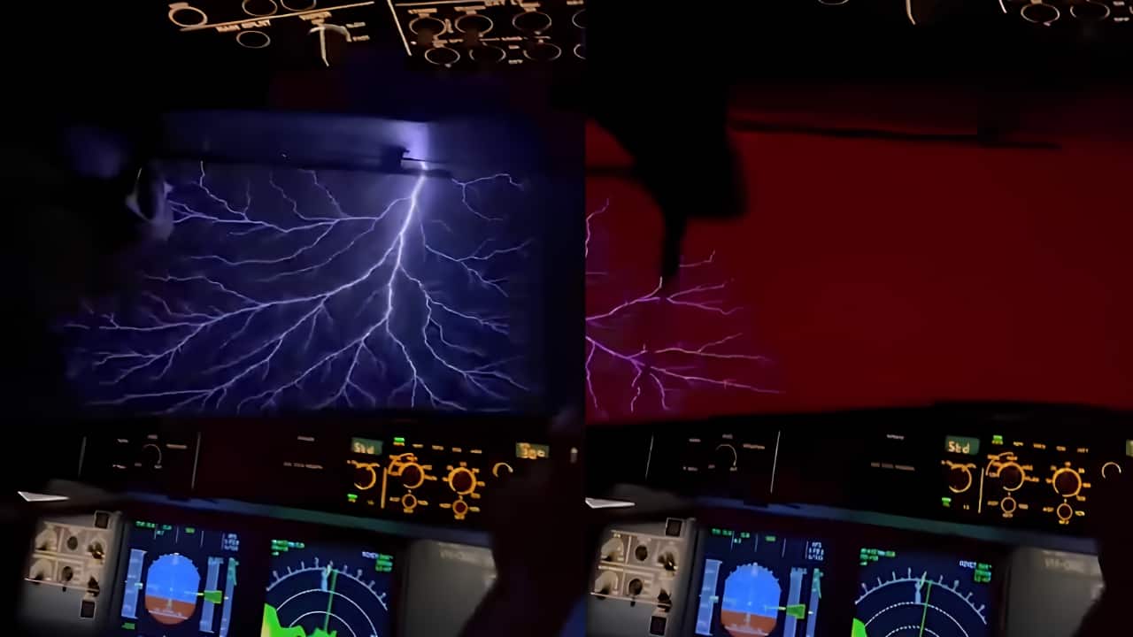 Not lightning! Pilot captures eerie electric glow around aircraft on flight to Australia -- Was it St. Elmo's fire? WATCH